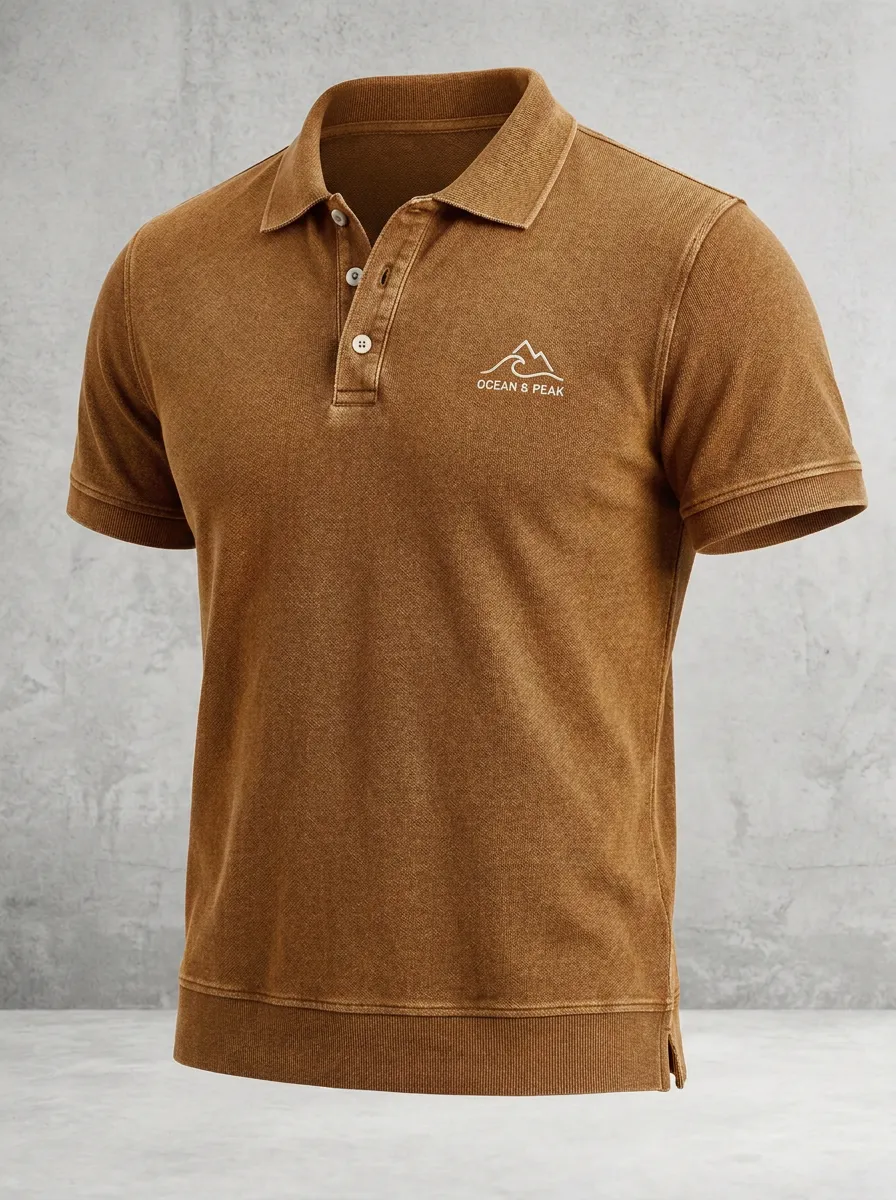 Mountain-Detail Men's Polo Shirt