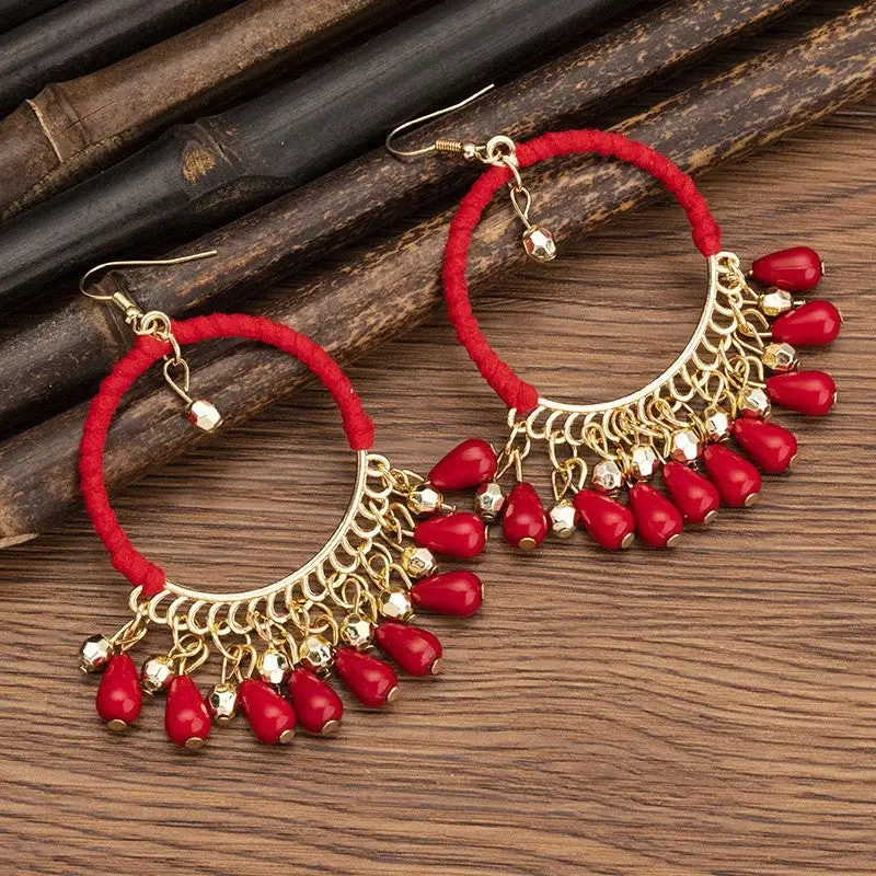 Textured Tassel Drop Earrings