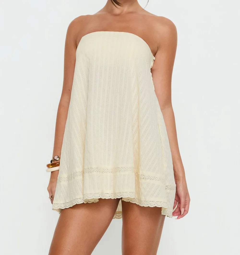 Butter Yellow Strapless Swing Mini Dress