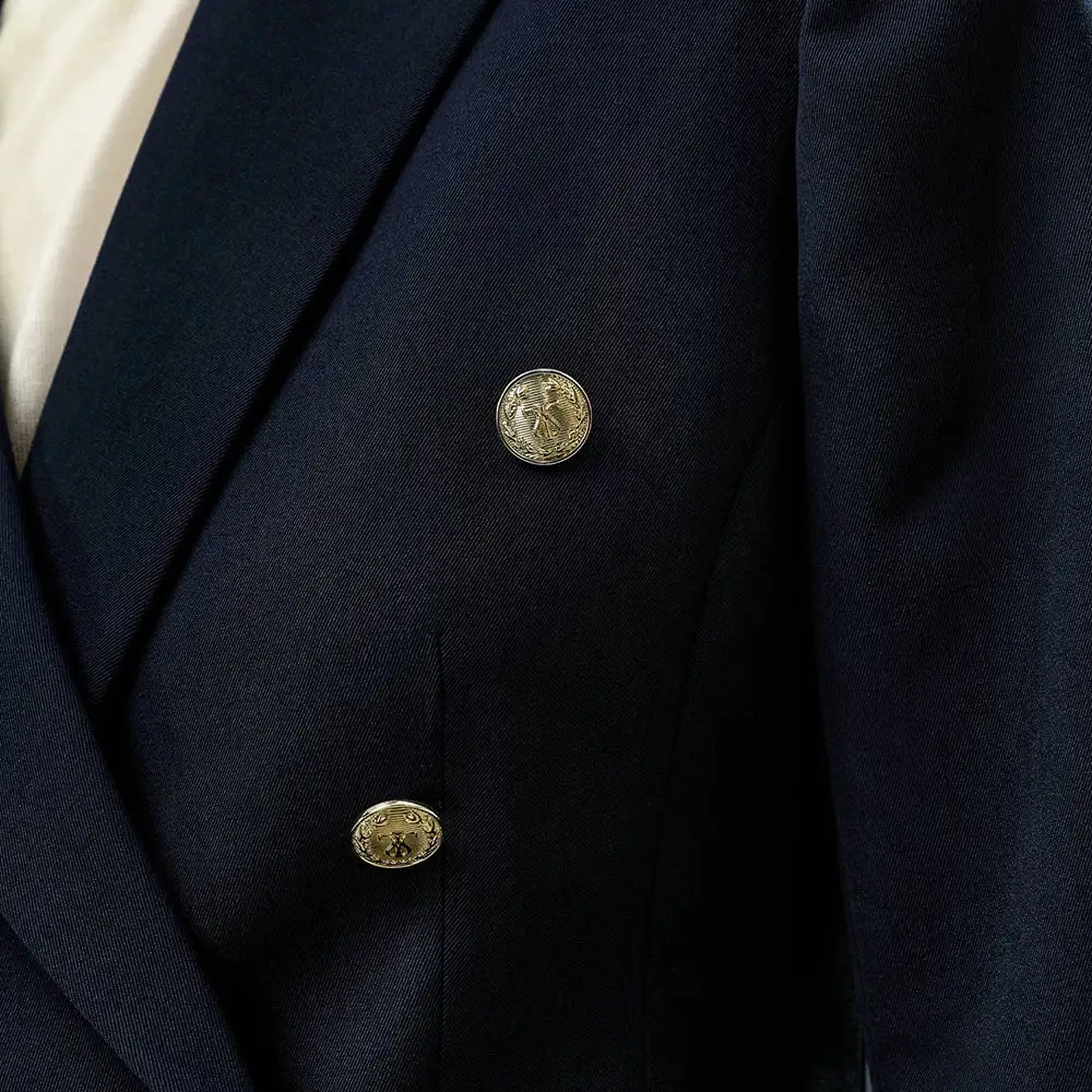 Wool Twill Double Breasted Blazer
