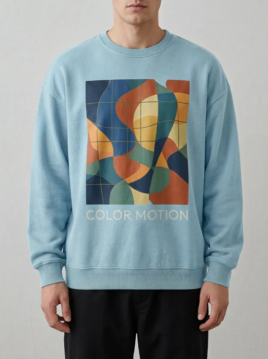 Men's Abstract Art Color Motion Printed Sweatshirt