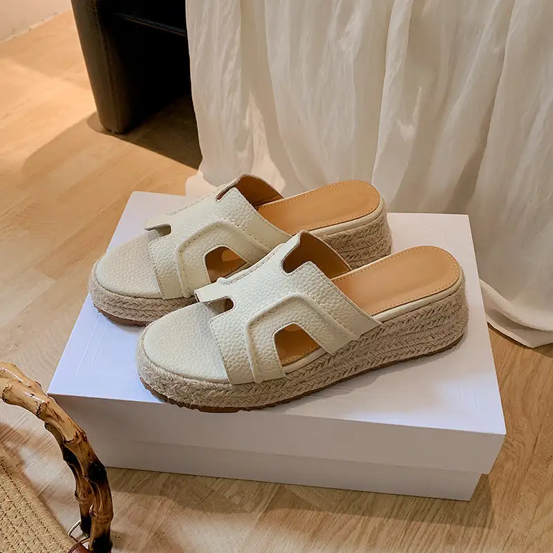 Open Toe Wedge Slide Sandals