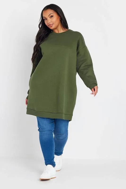 Khaki Green Sweatshirt Dress