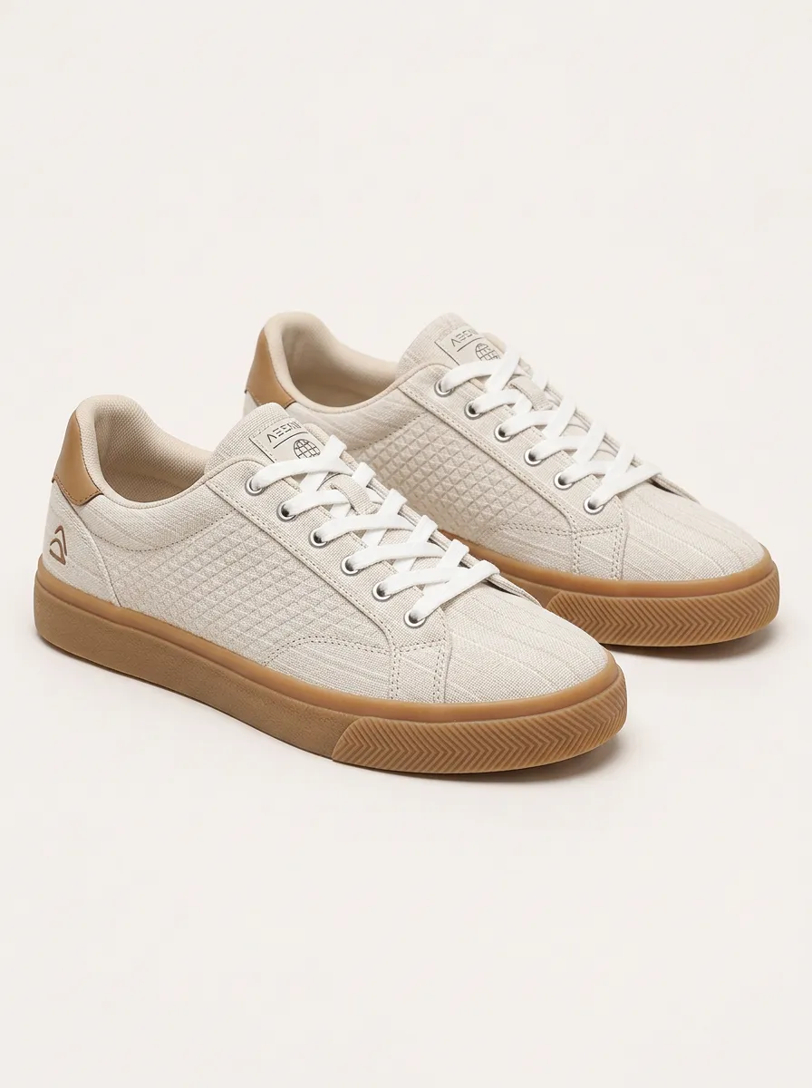 Men's Quilted Texture Gum Sole Skate Shoes