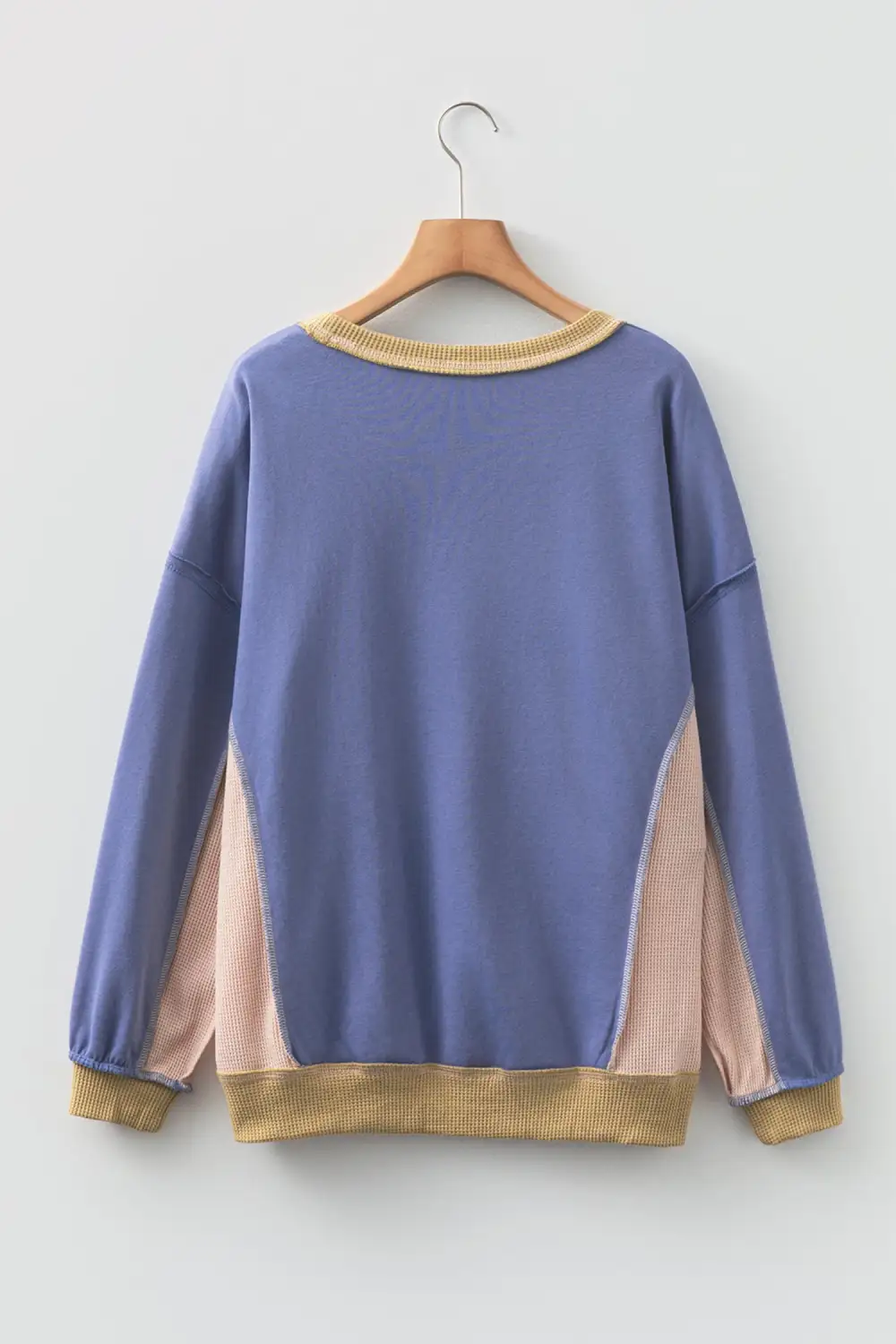 Everyday Relaxed Patchwork Waffle Knit Sweatshirt