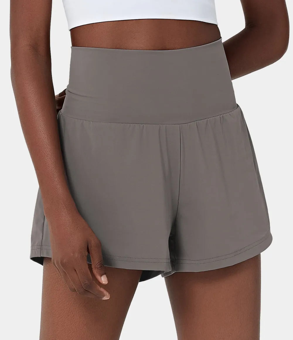 2026🔥  Super High Waisted Back Pocket & Side Hidden Pocket 2-in-1 Yoga Shorts 2.5