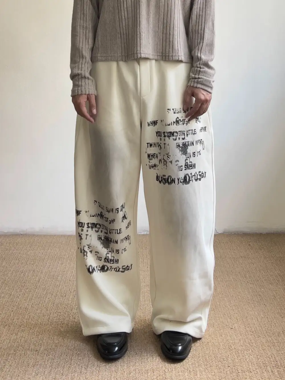Wide-Leg Graffiti Printed Pants