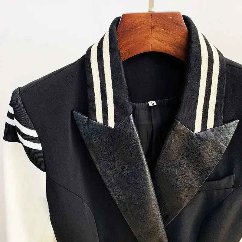 Notched Collar Double Breasted Blazer