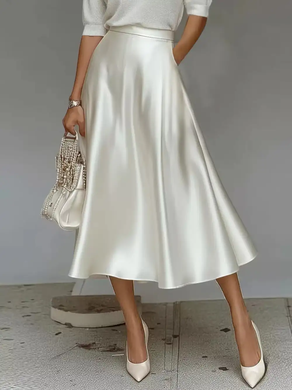 Everyday Satin Midi Skirt