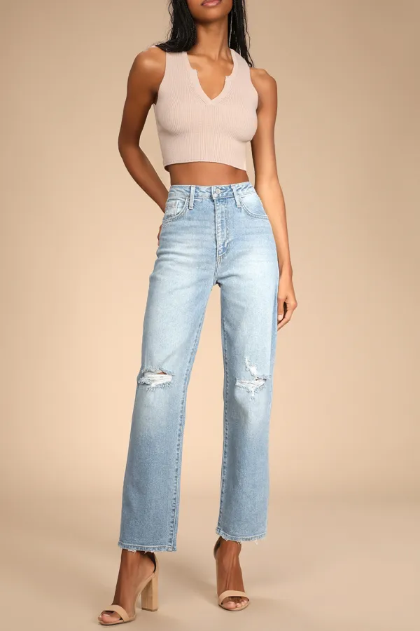 Daily Medium Wash High-Waisted Straight-Leg Jeans