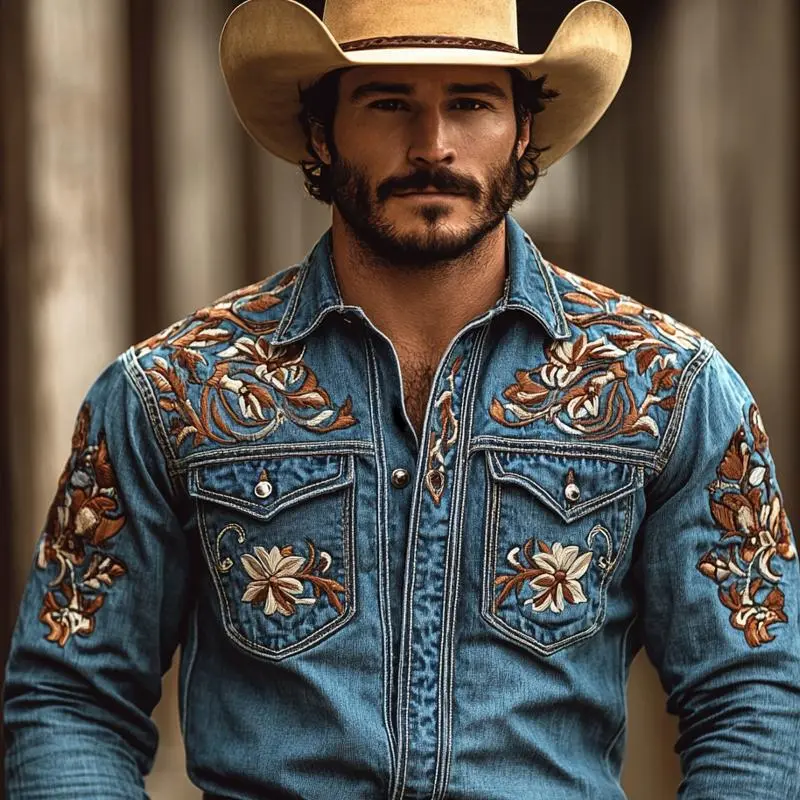 Easy Collar Embroidered Shirt