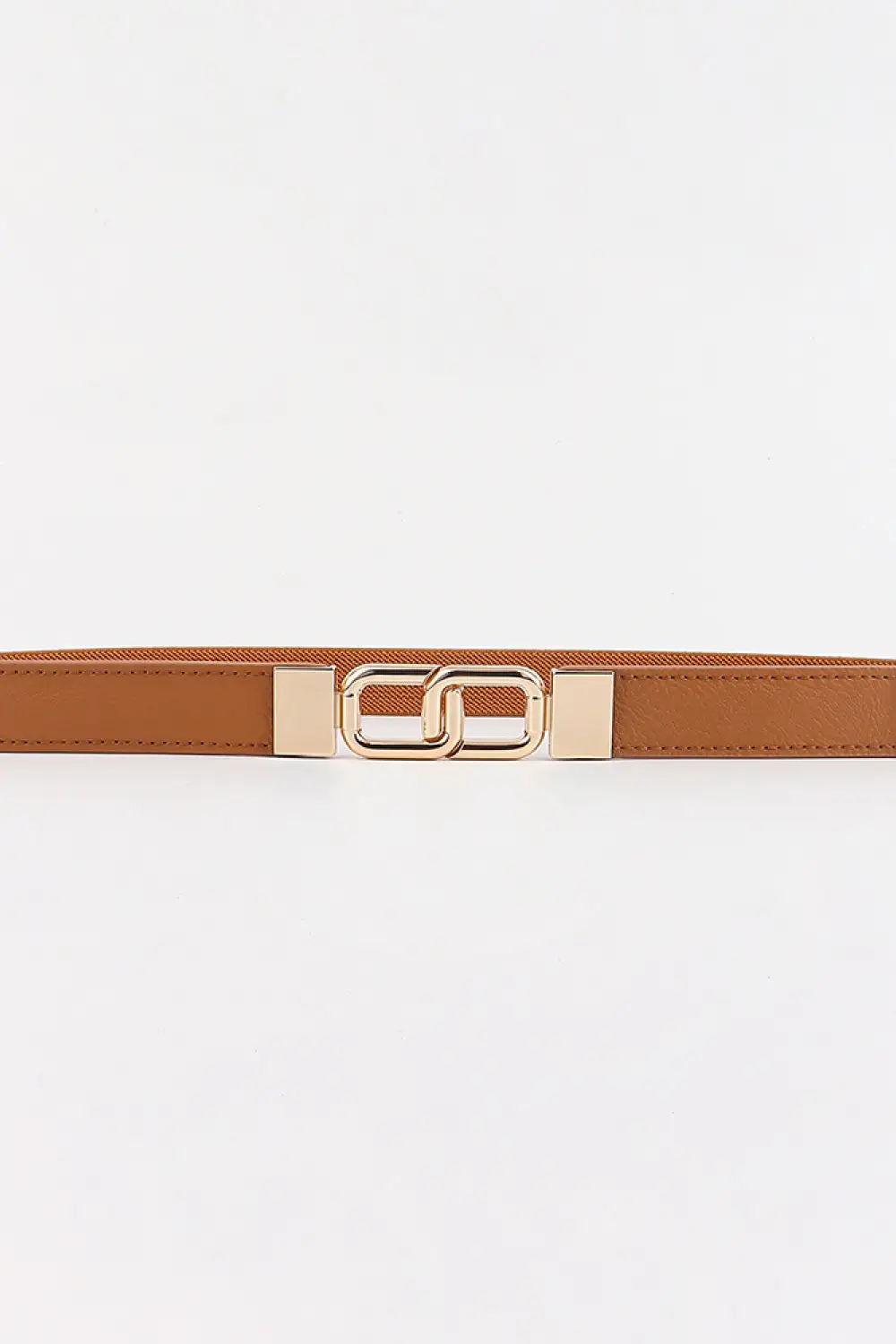 Double-Buckle Wide Geometric Vegan-Leather Elastic Waist Belt