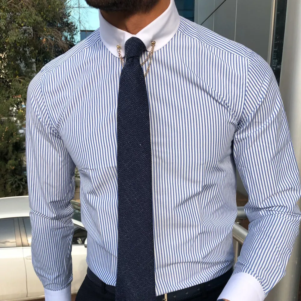 Classic Modern Slim Fit Striped Cotton Casual Shirt