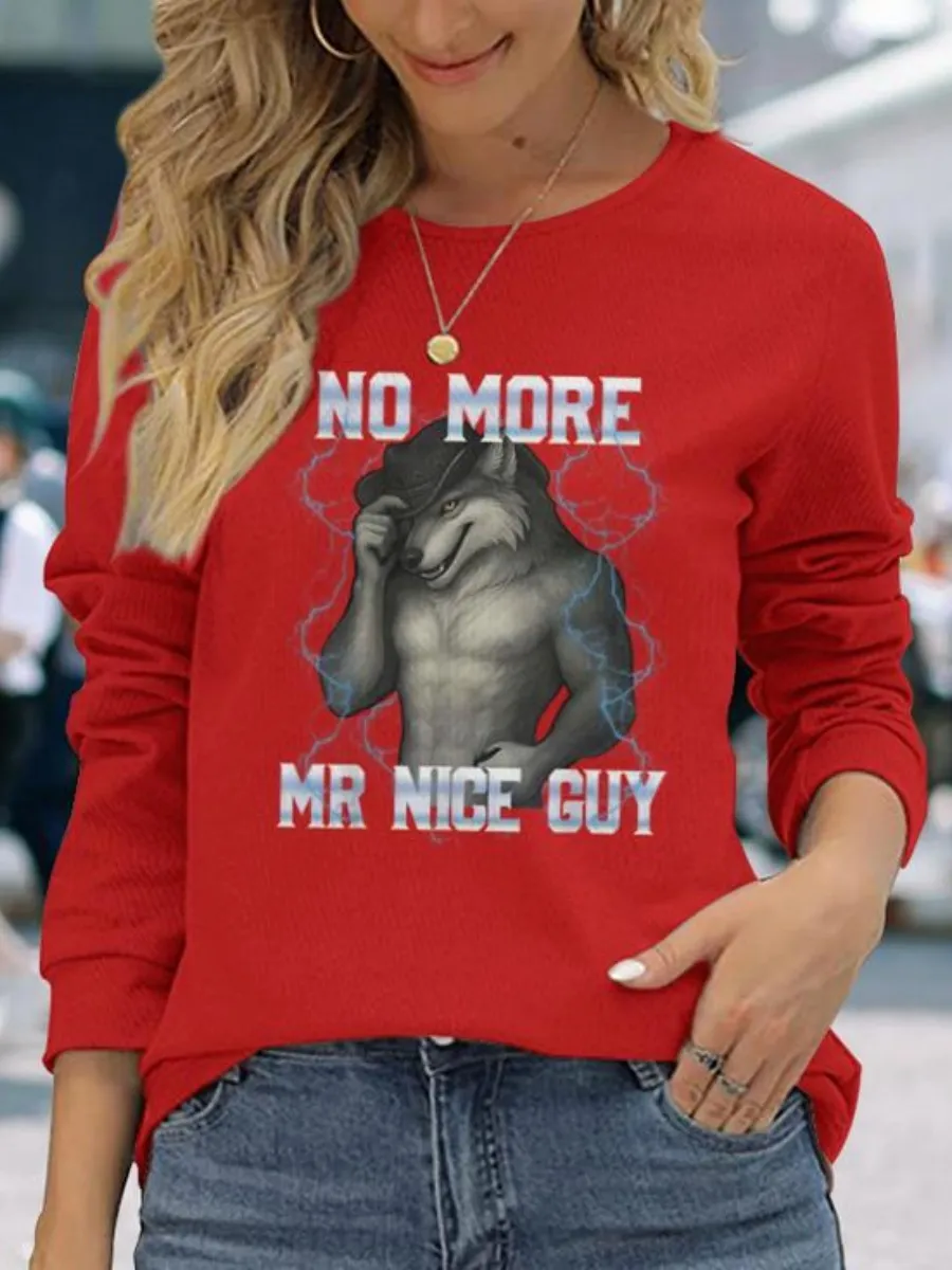 Wolf Printed Round Neck T-Shirt