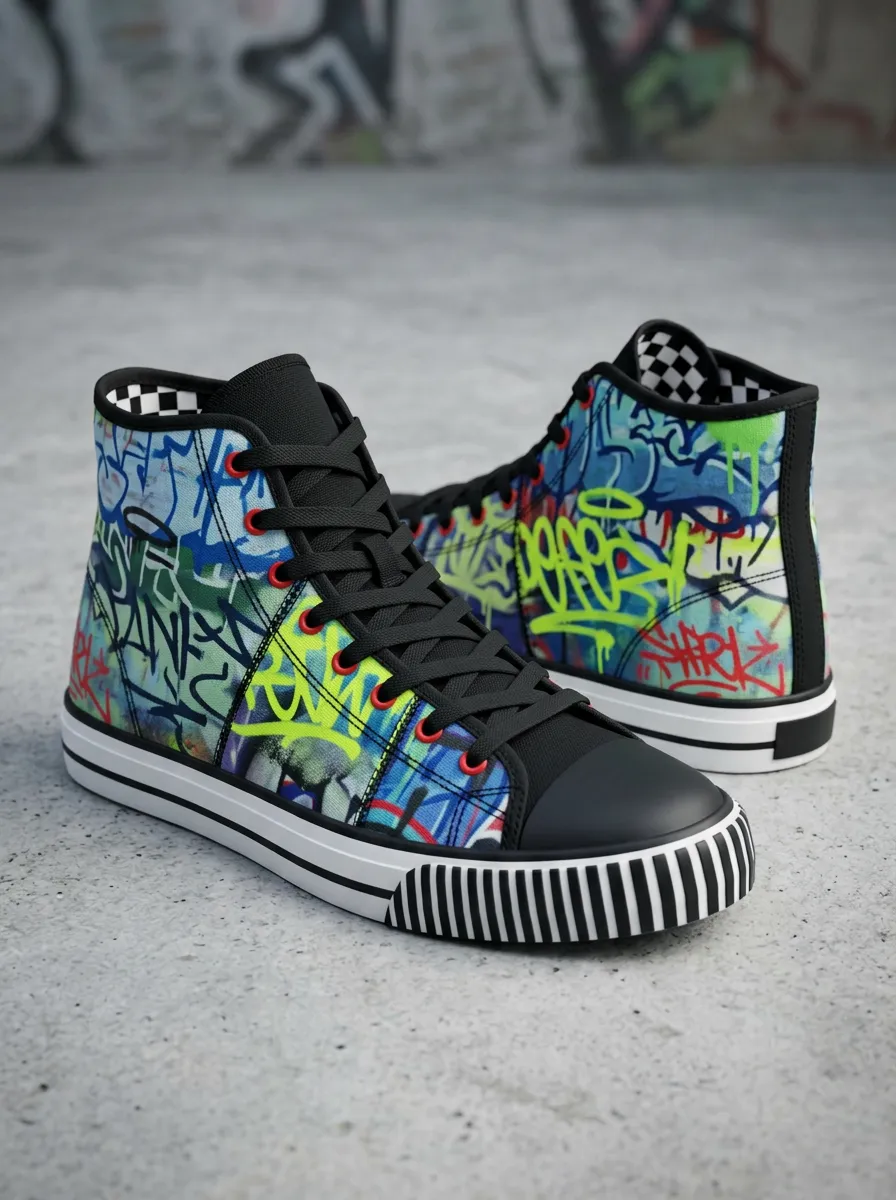 Men's Street Art Graffiti Printed Canvas Shoes