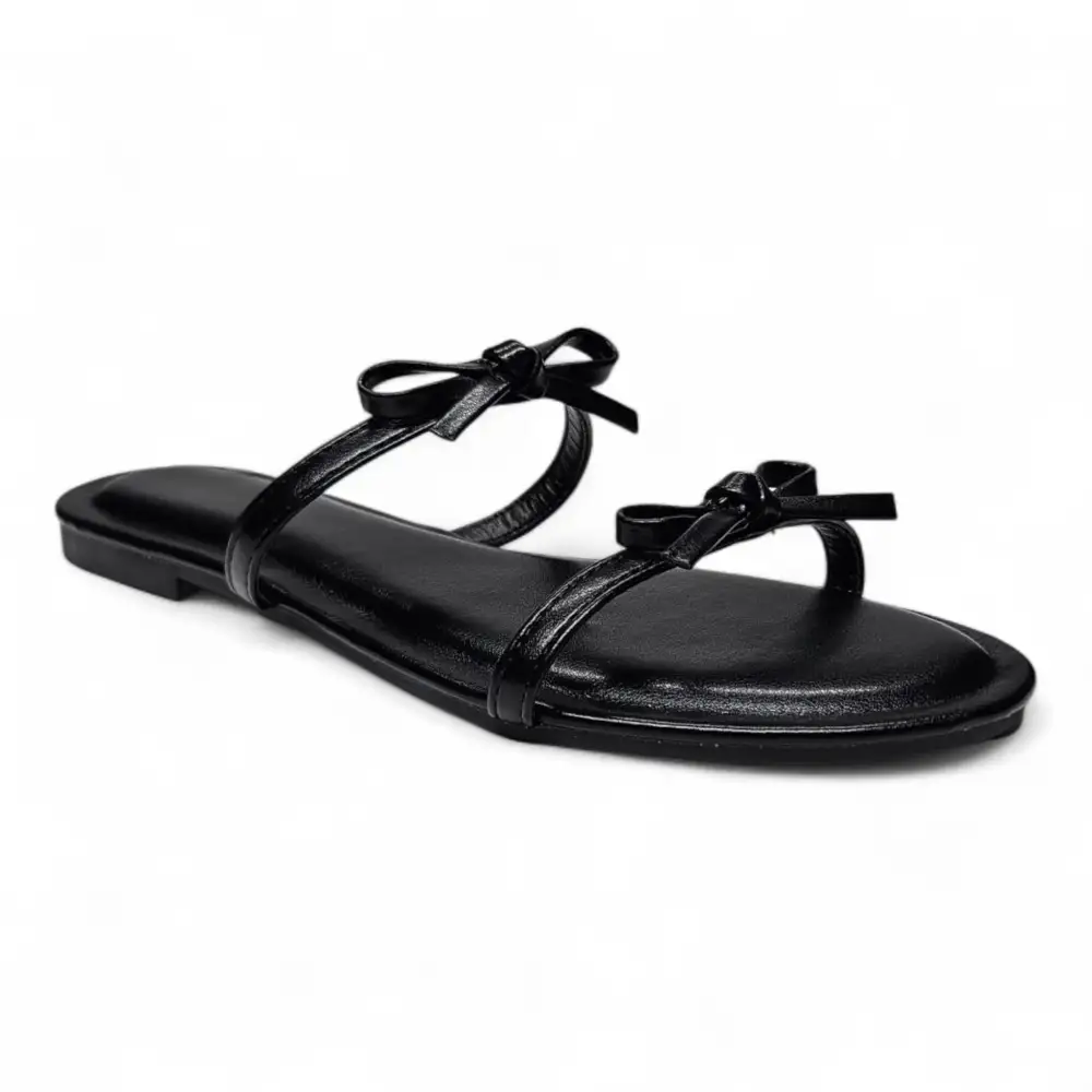Wallet Double Bow Strap Slide Sandal