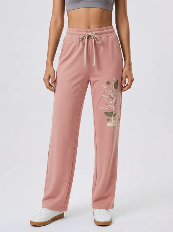 Women's Botanical Minimalist Leaf Graphic Drawstring Sweatpants
