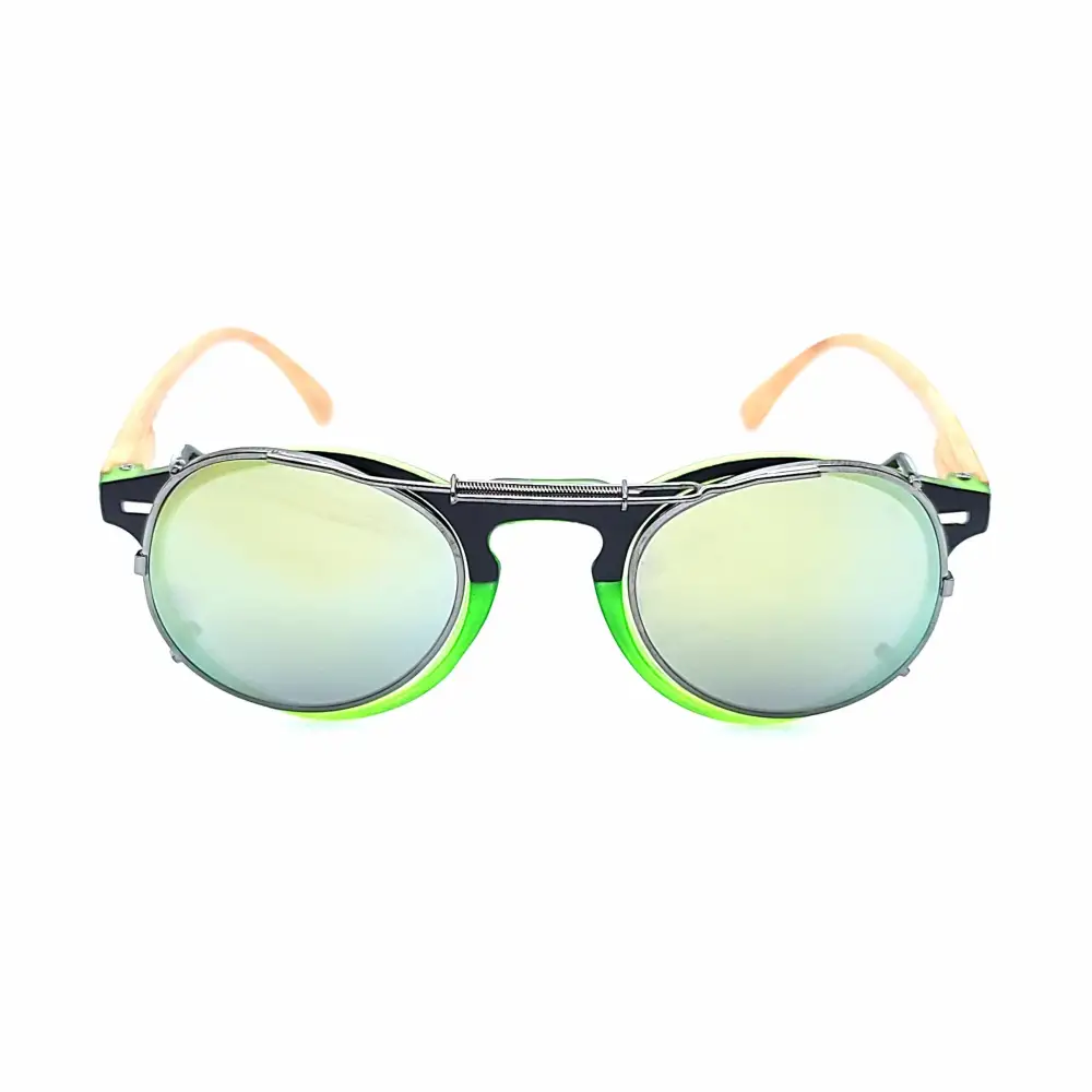 44mm Round Mirrored Clip-On Sunglasses