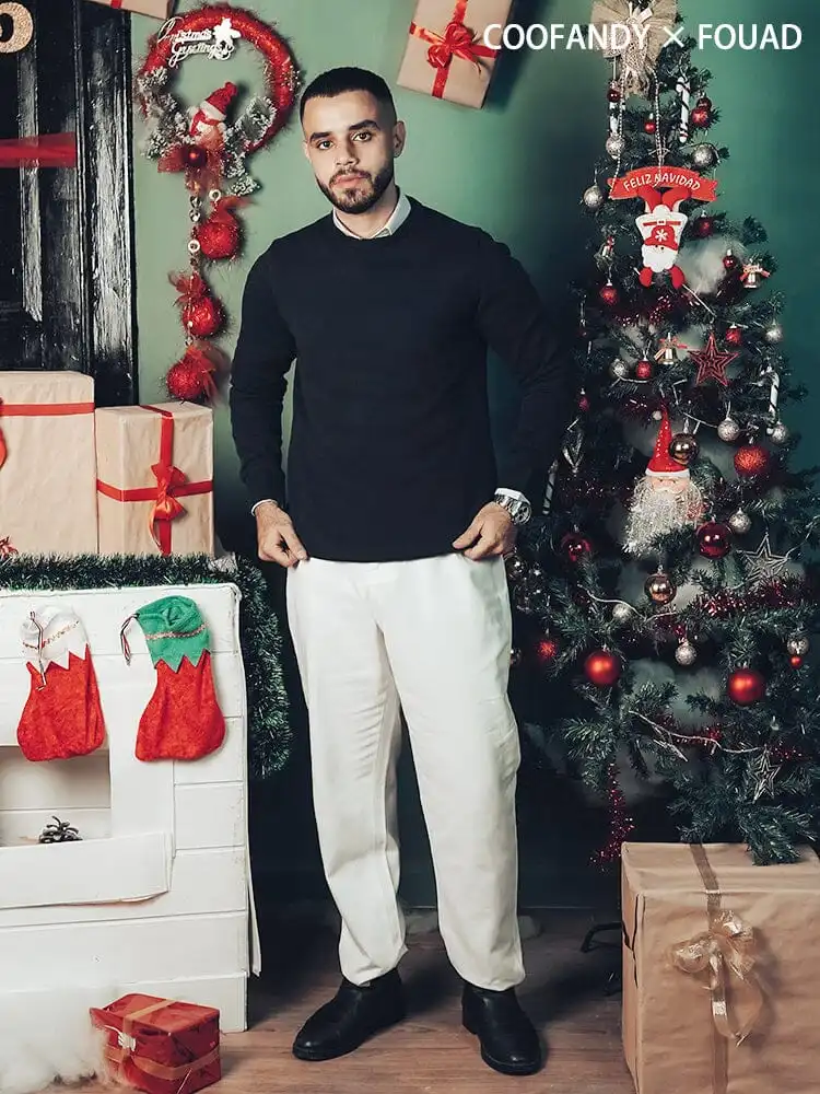 Crew Neck Slim Fit Pullover Knitted Sweater Jeans