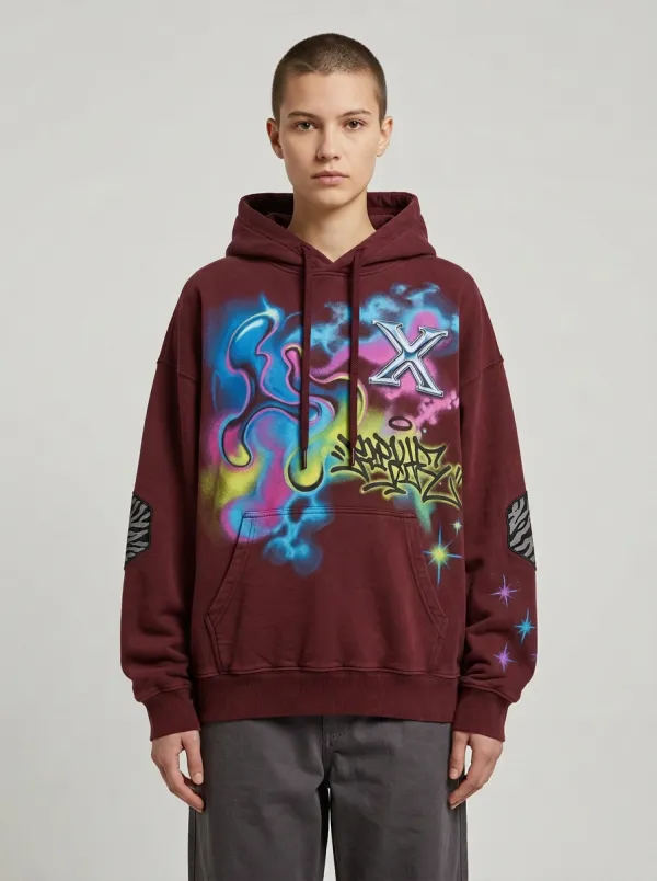 Men's Streetwear Graffiti X Airbrush Graphic Hoodie