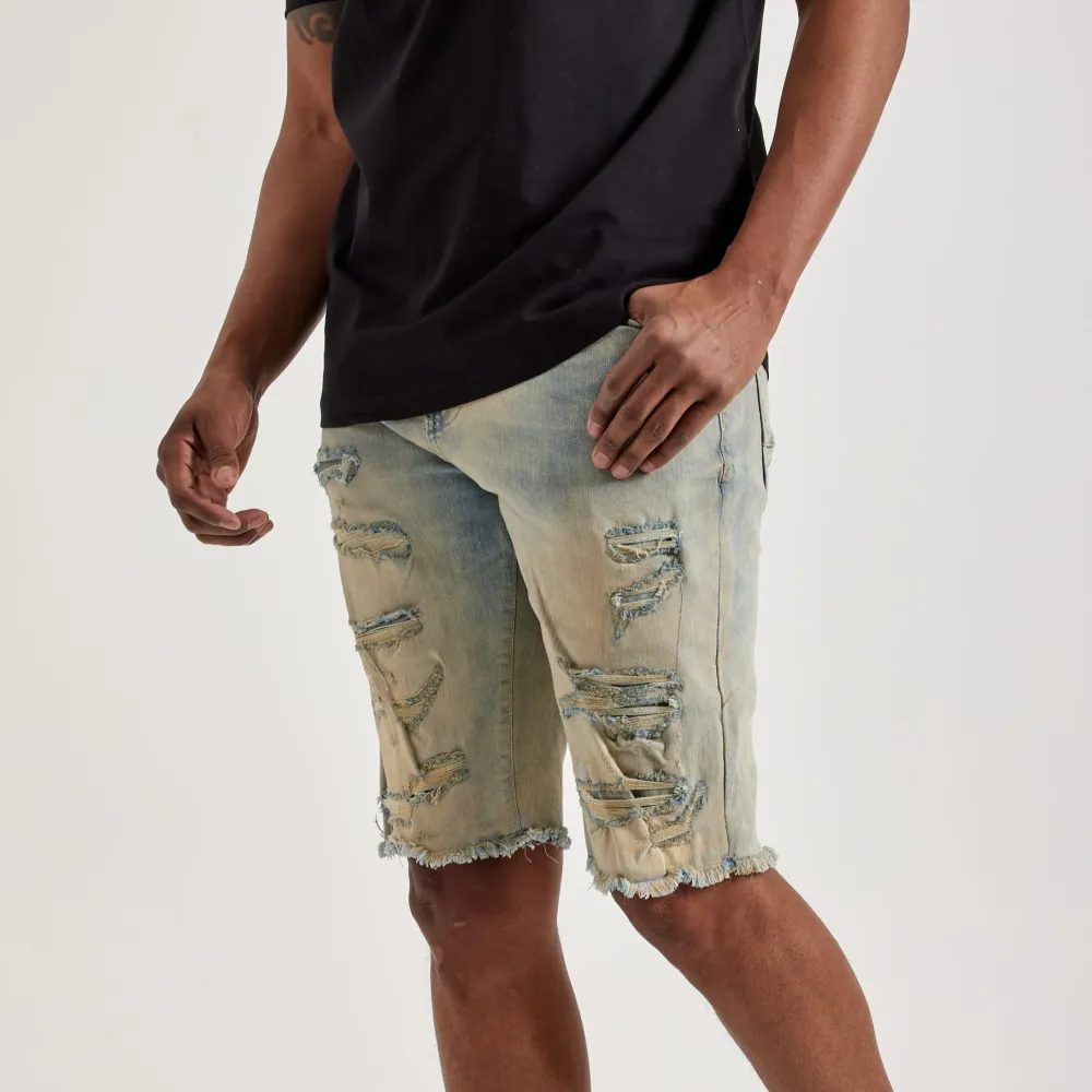 Basic Distressed Denim Shorts