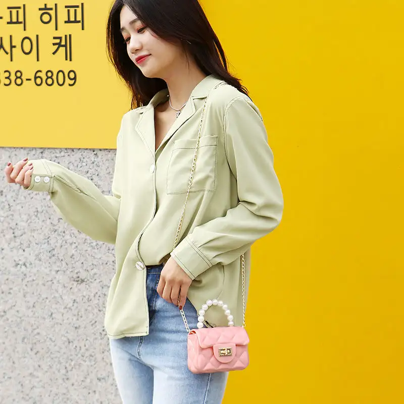 Compact Pearl Chain Strap Clutch Bag