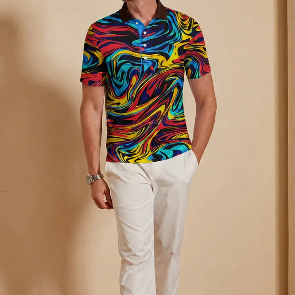 Versatile Performance Short Sleeve Button Up Polo Shirt