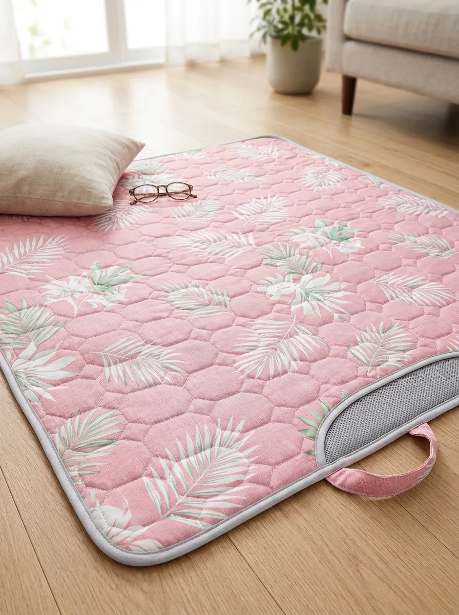 Portable Summer Cooling Tropical Palm Leaf Pattern Cooling Mat
