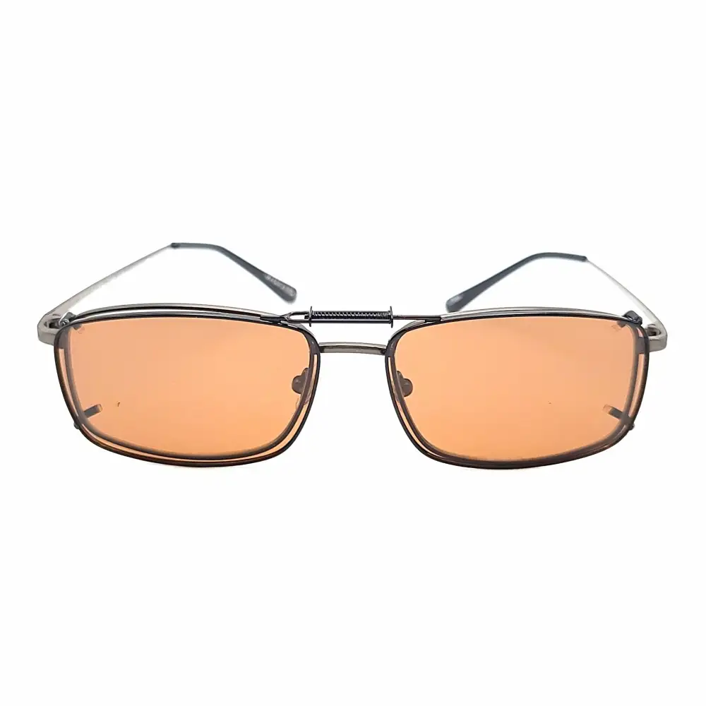 Amber Lens 52mm Rectangular Polarized Clip-On Sunglasses for Plastic Frames