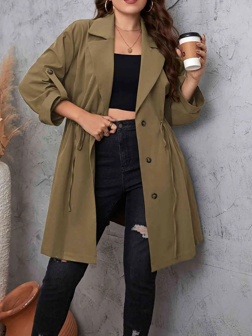 Nina'S Plus Size Lapel Collar