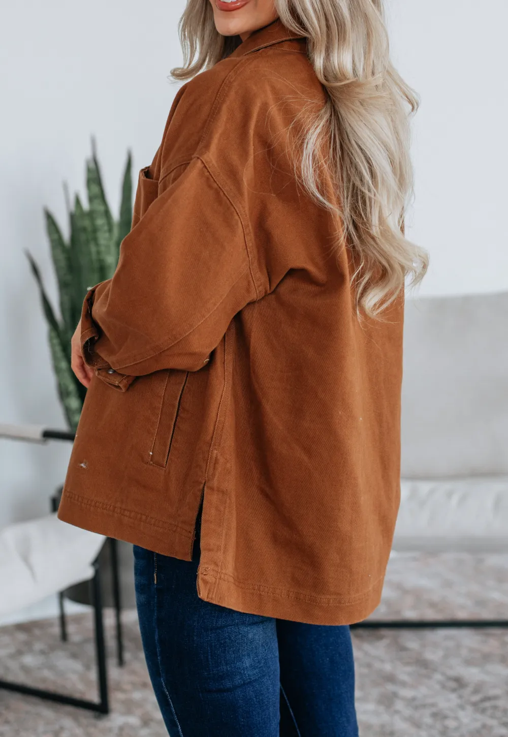 Collared Button-Front Utility Jacket
