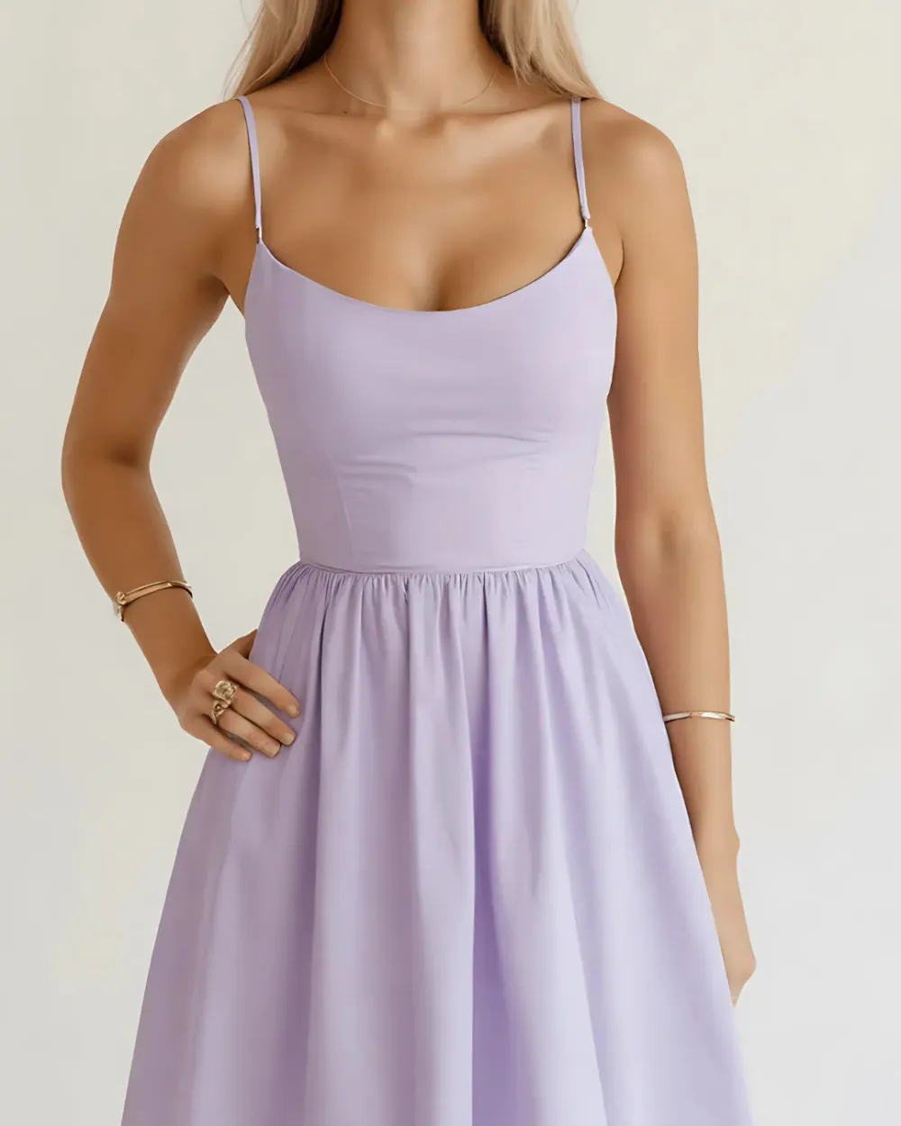 A Line Midi Dress Flared Skirt