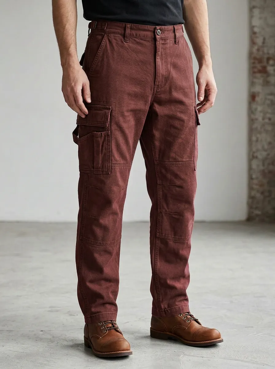 Men's Olive Green Tactical Multi-Pocket Adjustable Waist Tabs Cargo Pants