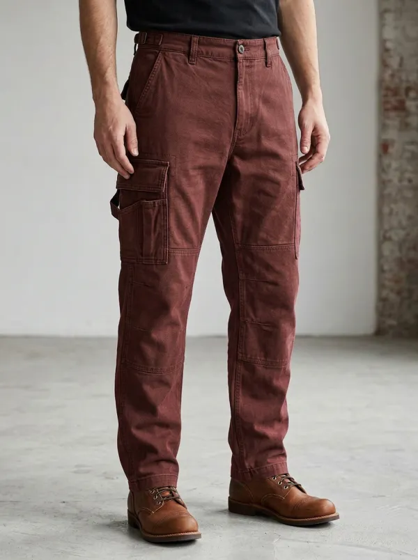 Men's Olive Green Tactical Multi-Pocket Adjustable Waist Tabs Cargo Pants