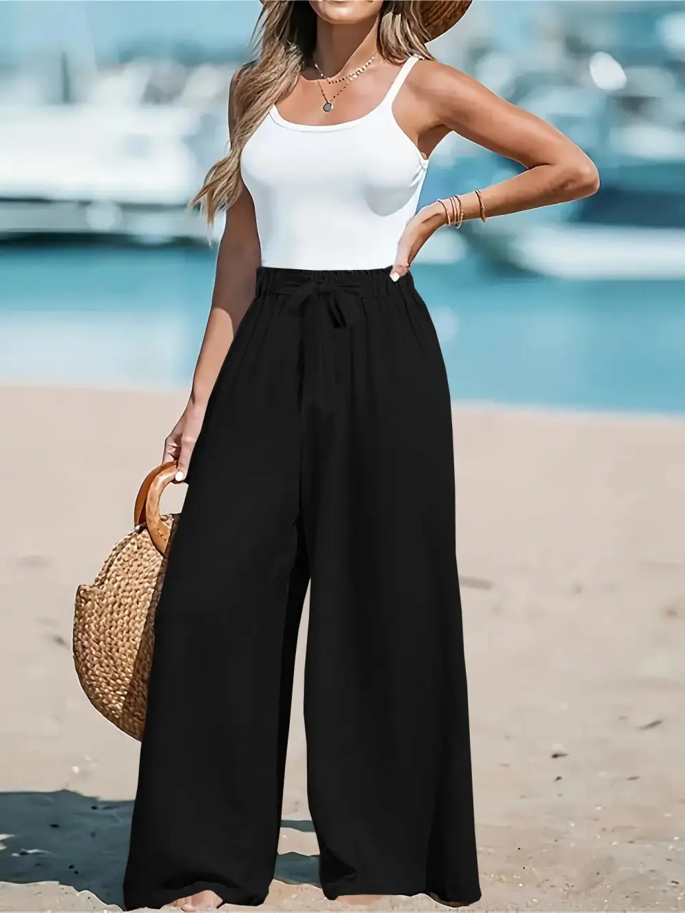 Wide Leg Drawstring Everyday Versatile Pants
