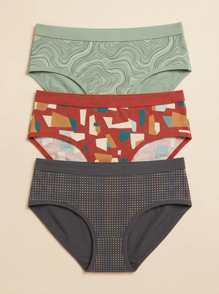 Women's Geometric Abstract Topographic Printed Three Pack Briefs