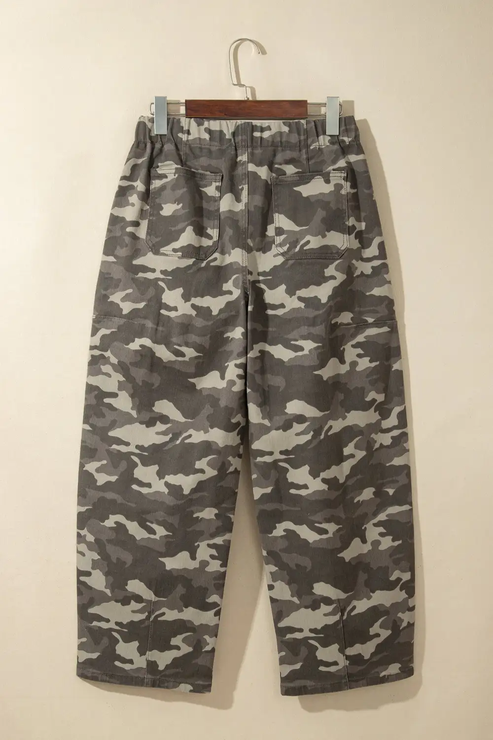 Women's Leopard Print Barrel Jeans With Drawstring Elastic Waist