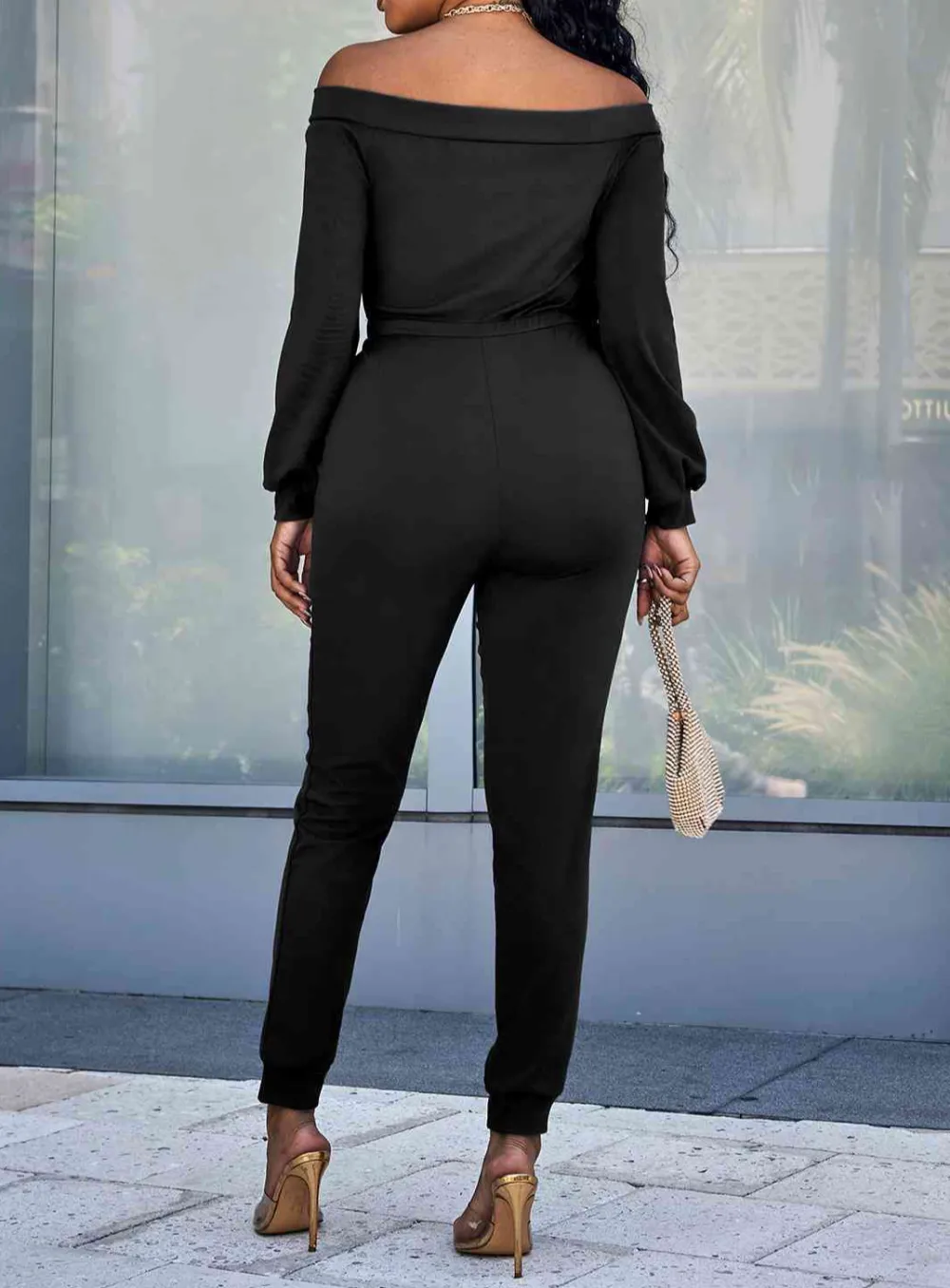 Lace Up Off Shoulder Long Sleeve