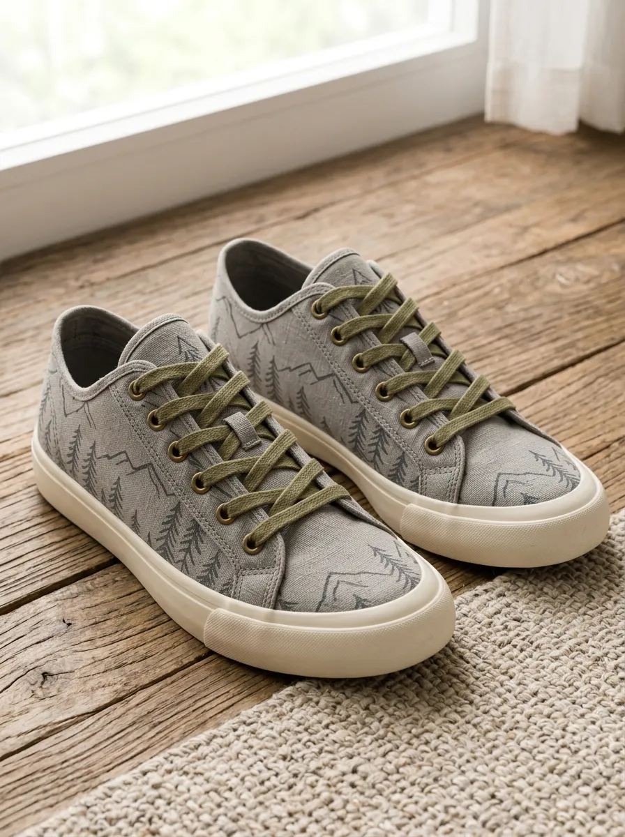 Men's Heritage Nature Lover Mountain Forest Patterned Canvas Shoes