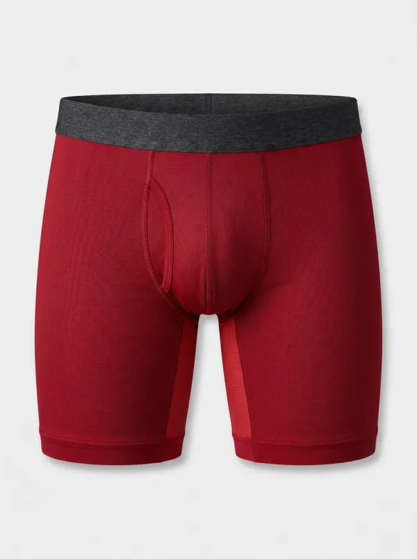 Men's Athletic Performance Blue Solid Printed Boxer Briefs