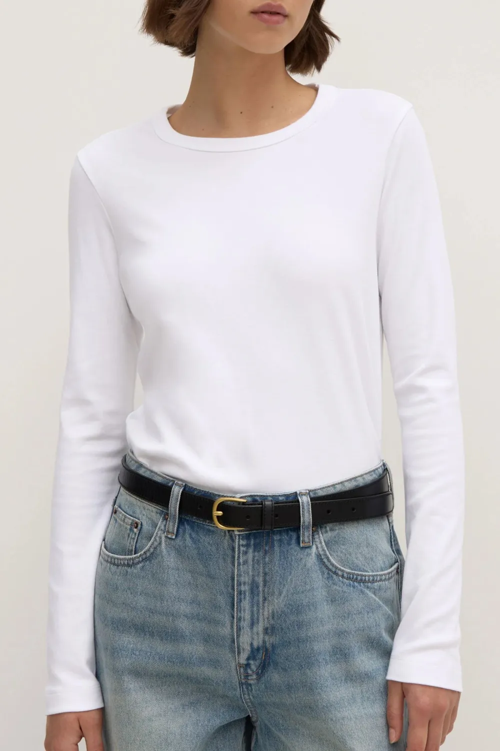 Cotton Ribbed Collar Women's T-Shirt
