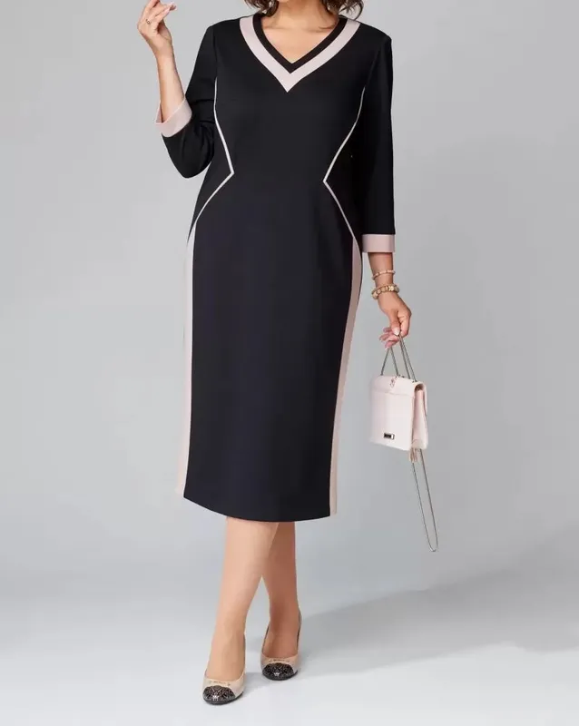 Elegant V-neck Midi Dress