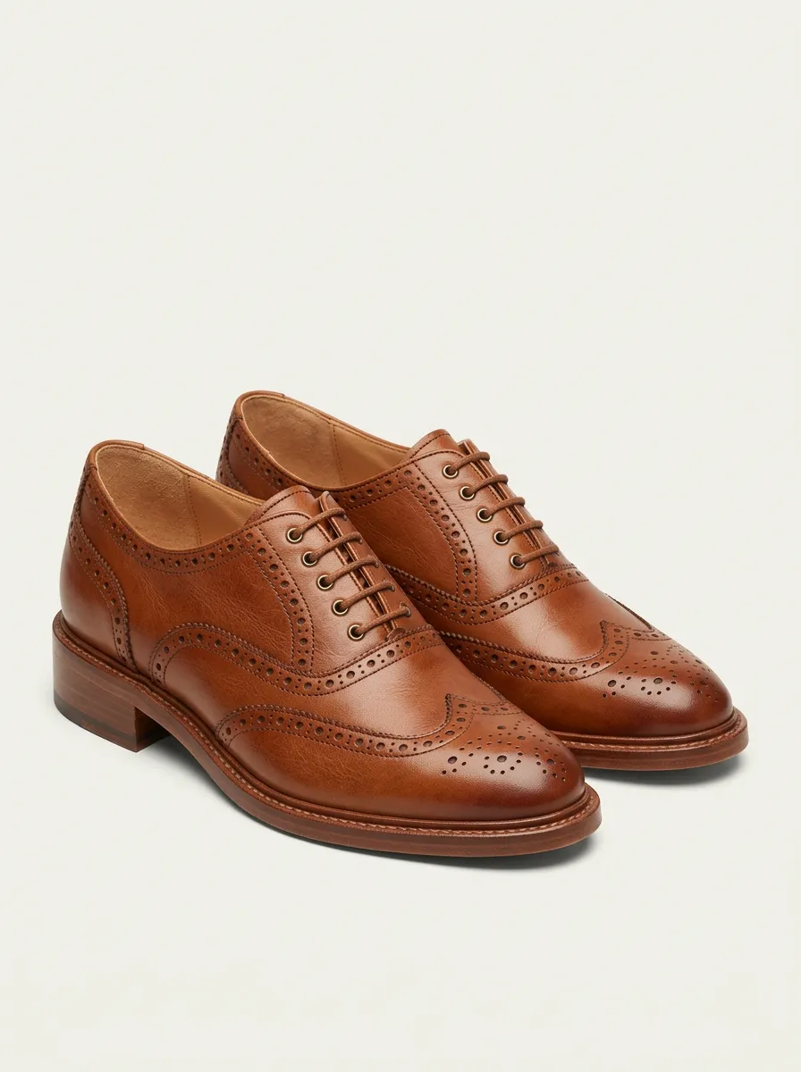 Women's Classic Pumps with Wingtip Brogue Detail