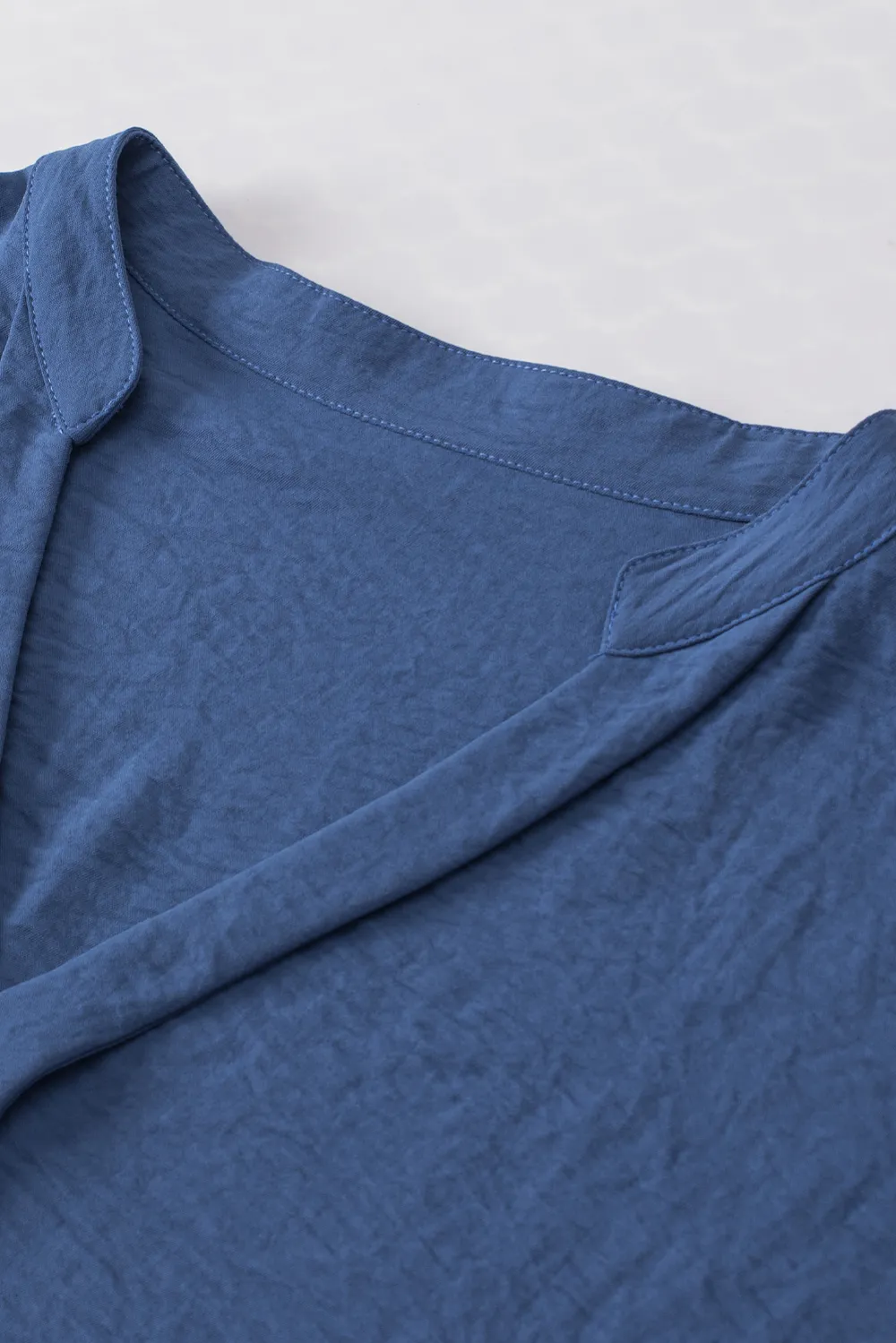 Sail Blue Notched Neck Batwing Blouse
