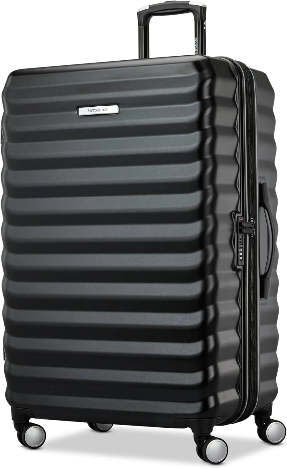 Samsonite Hard-Sided 28-Inch Lightweight Checked Large Expandable Element Suitcase: Durable, 360° Spinner Wheels, Adjustable Telescopic Handle, TSA-Approved Lock - Alpine Black