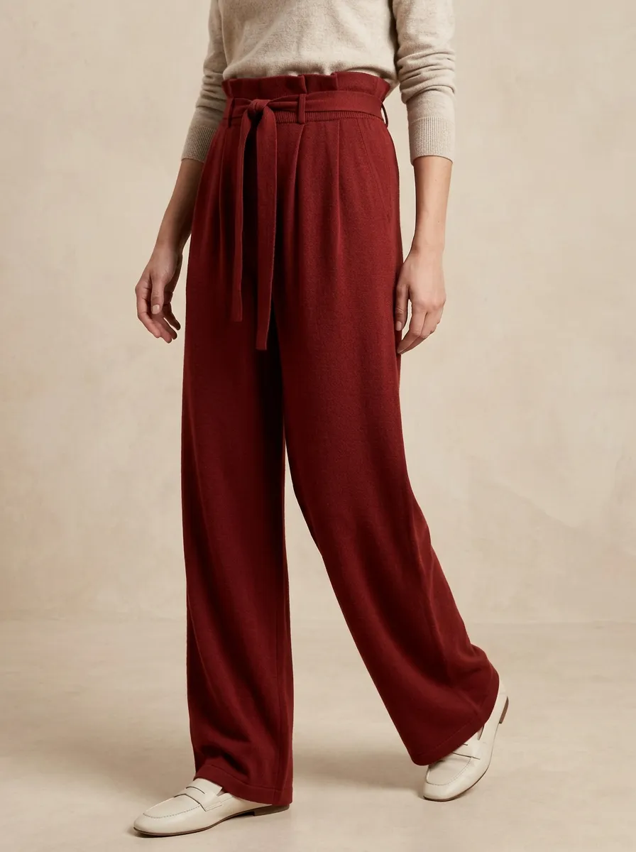 High-Rise Belted Casual Casual Wide Leg Pants