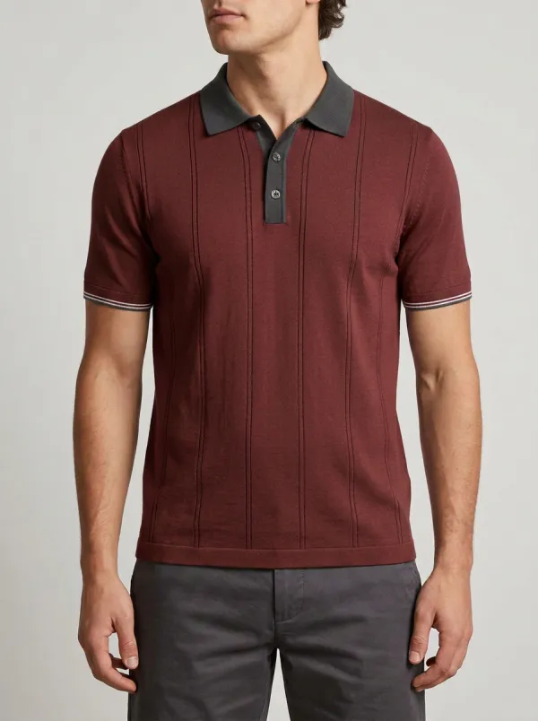 Men's Classic Weekend Vertical Stripe Knit Polo Shirt