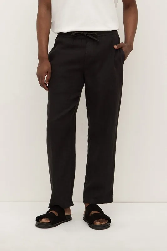 Black Linen Drawstring Pants