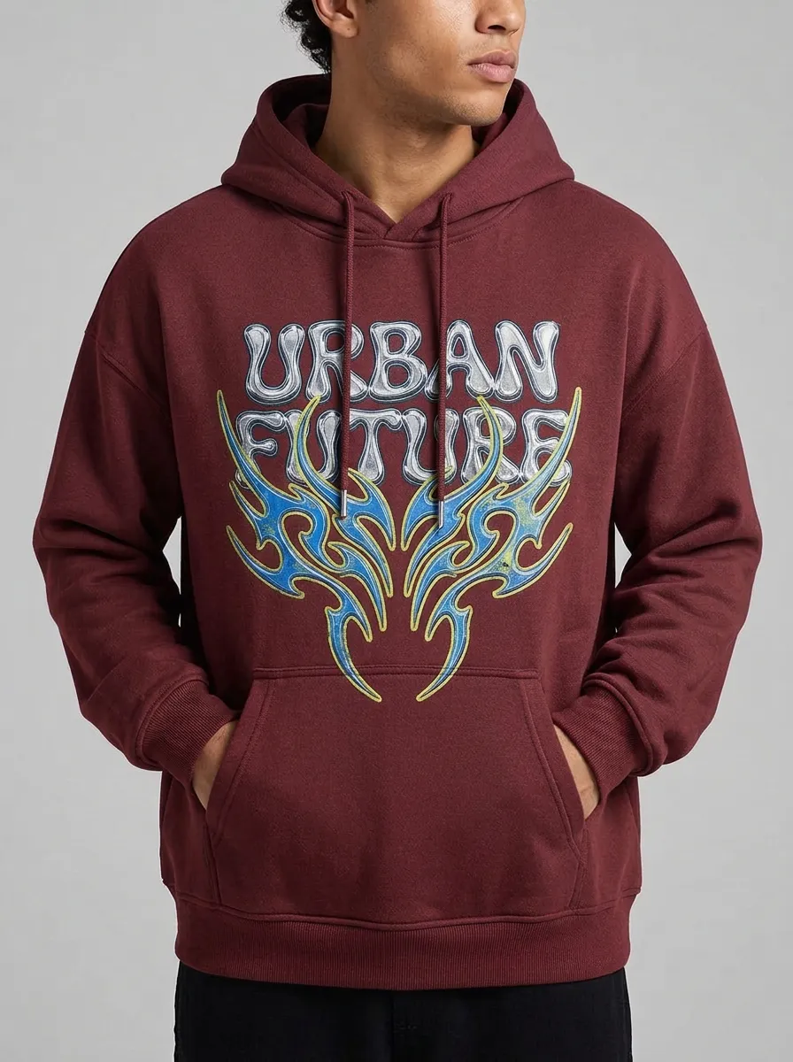 Unisex Urban Future Streetwear Tribal Flame Hoodie