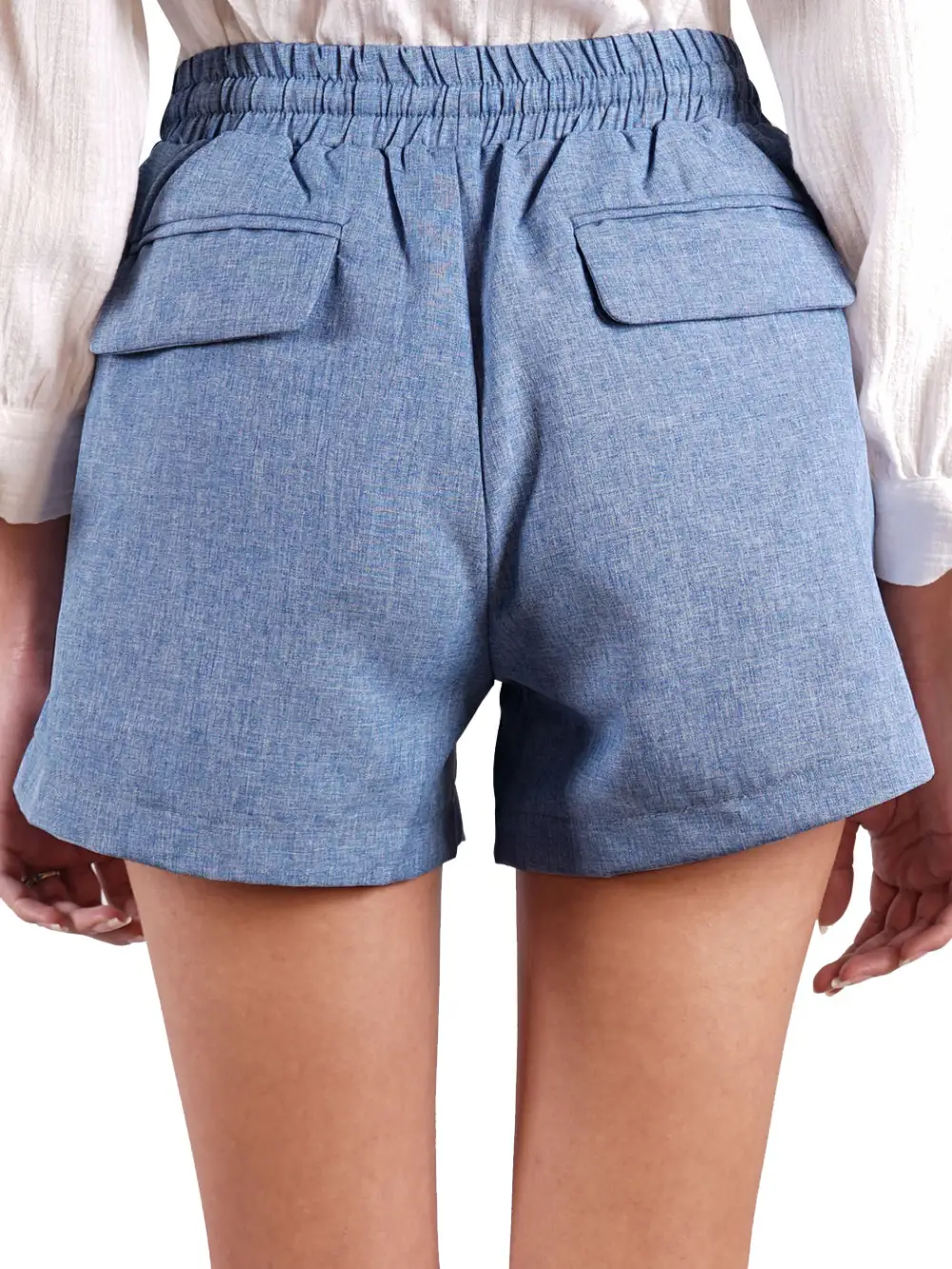 Drawstring Elastic-Waist Pocketed Lightweight Casual Shorts